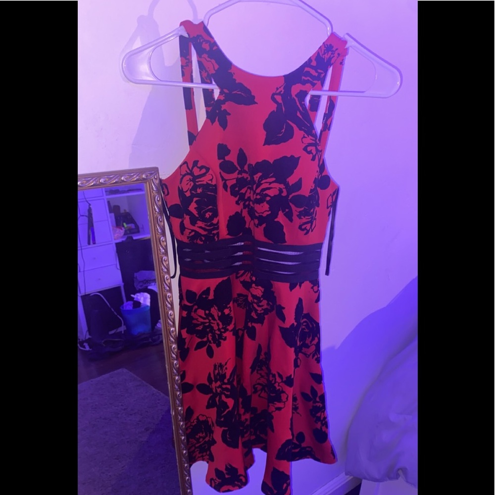 Red floral dress